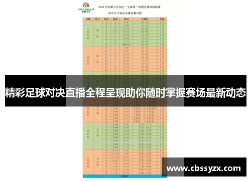 精彩足球对决直播全程呈现助你随时掌握赛场最新动态